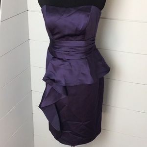 David’s Bridal purple strapless formal dress